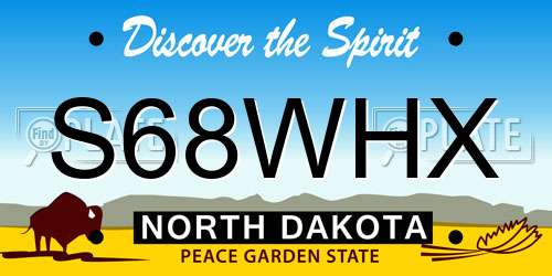 S68WHX North Dakota License Plate