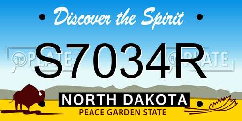 S7034R North Dakota License Plate