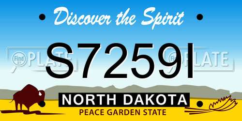 S7259I North Dakota License Plate