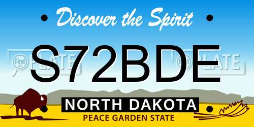 S72BDE North Dakota License Plate