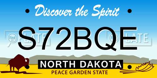S72BQE North Dakota License Plate