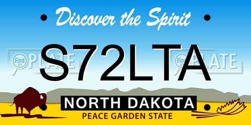 S72LTA North Dakota License Plate