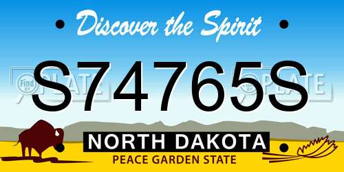 S74765S North Dakota License Plate