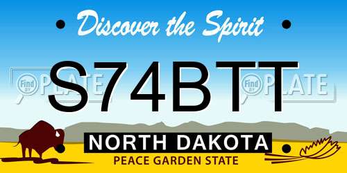 S74BTT North Dakota License Plate
