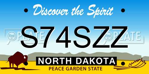 S74SZZ North Dakota License Plate