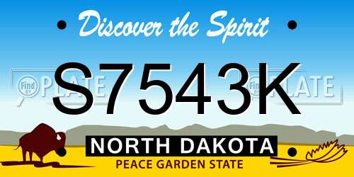 S7543K North Dakota License Plate