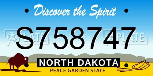 S758747 North Dakota License Plate