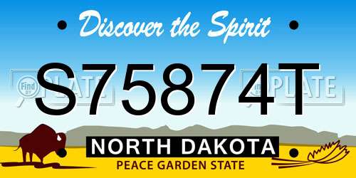 S75874T North Dakota License Plate