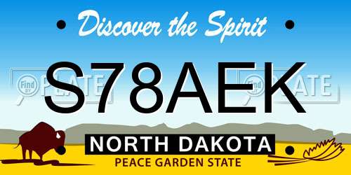 S78AEK North Dakota License Plate