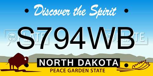 S794WB North Dakota License Plate