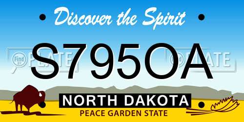 S795OA North Dakota License Plate
