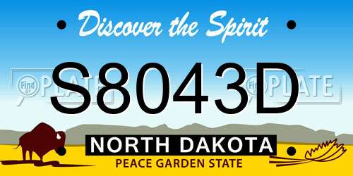 S8043D North Dakota License Plate