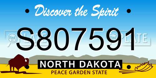 S807591 North Dakota License Plate