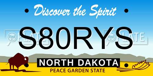 S80RYS North Dakota License Plate