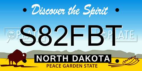 S82FBT North Dakota License Plate