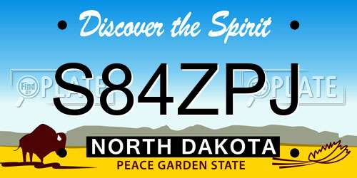 S84ZPJ North Dakota License Plate