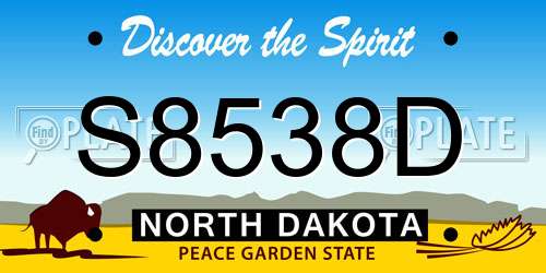 S8538D North Dakota License Plate