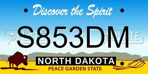 S853DM North Dakota License Plate