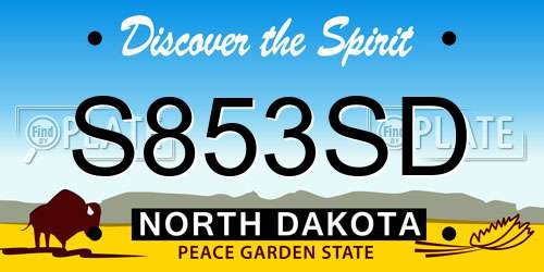 S853SD North Dakota License Plate