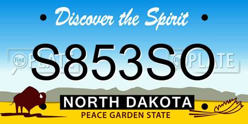 S853SO North Dakota License Plate