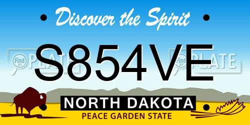 S854VE North Dakota License Plate