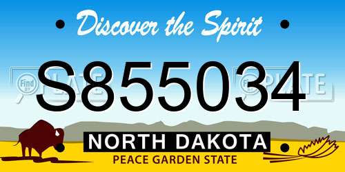 S855034 North Dakota License Plate