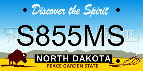 S855MS North Dakota License Plate