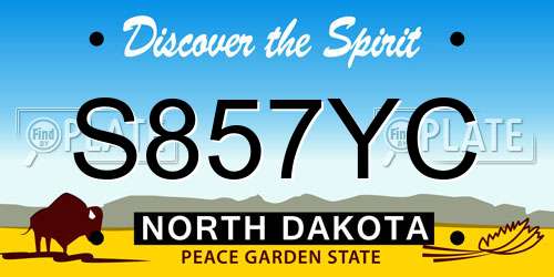 S857YC North Dakota License Plate