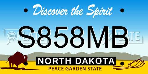 S858MB North Dakota License Plate