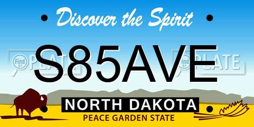 S85AVE North Dakota License Plate