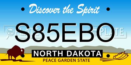 S85EBO North Dakota License Plate