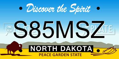 S85MSZ North Dakota License Plate