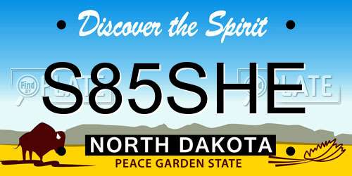 S85SHE North Dakota License Plate