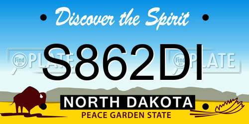 S862DI North Dakota License Plate
