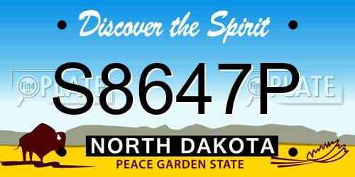 S8647P North Dakota License Plate