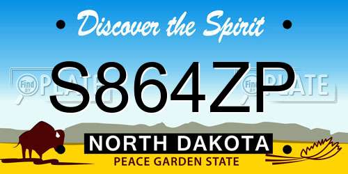 S864ZP North Dakota License Plate