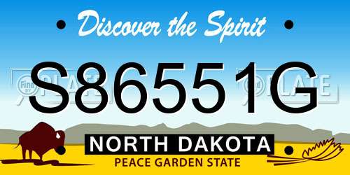 S86551G North Dakota License Plate
