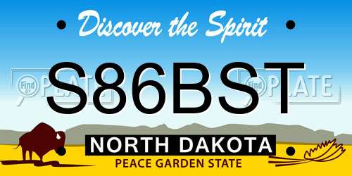 S86BST North Dakota License Plate