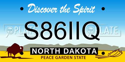 S86IIQ North Dakota License Plate