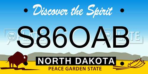 S86OAB North Dakota License Plate