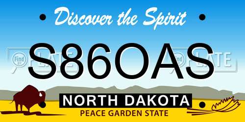 S86OAS North Dakota License Plate