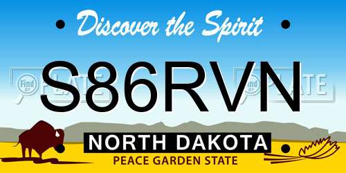 S86RVN North Dakota License Plate