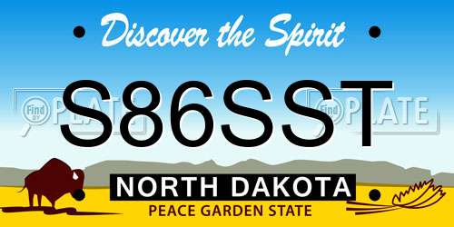 S86SST North Dakota License Plate