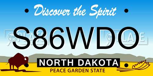 S86WDO North Dakota License Plate