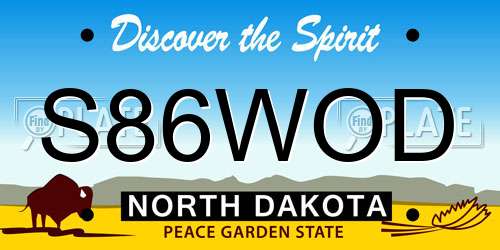 S86WOD North Dakota License Plate