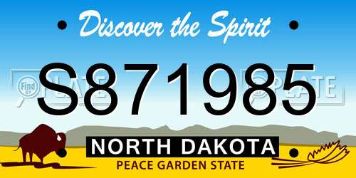 S871985 North Dakota License Plate