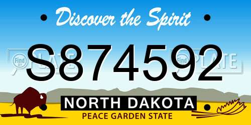 S874592 North Dakota License Plate