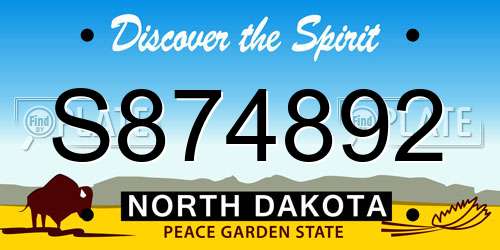 S874892 North Dakota License Plate