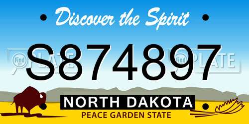 S874897 North Dakota License Plate