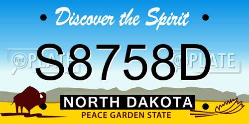 S8758D North Dakota License Plate